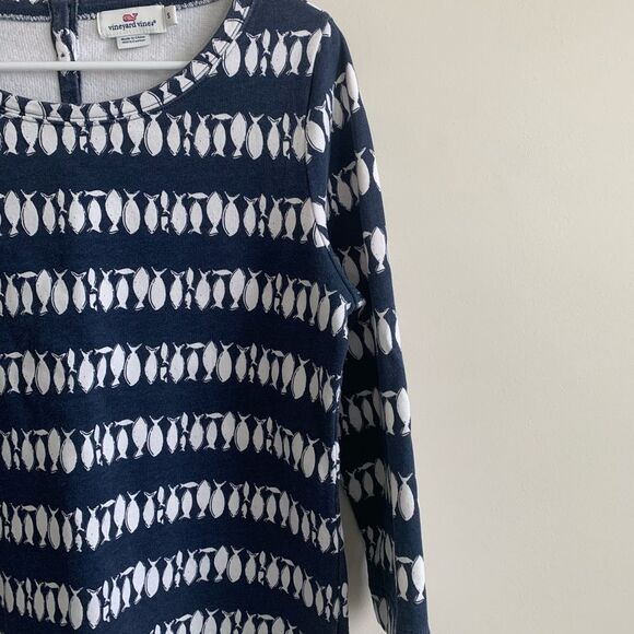 Vineyard Vines Women's 3/4 sleeve fish stripe print tunic Size Small - Picture 3 of 8